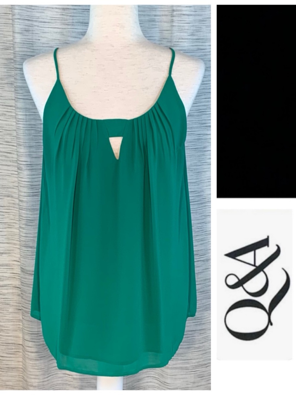 Q&A green sleeveless pullover blouse.
